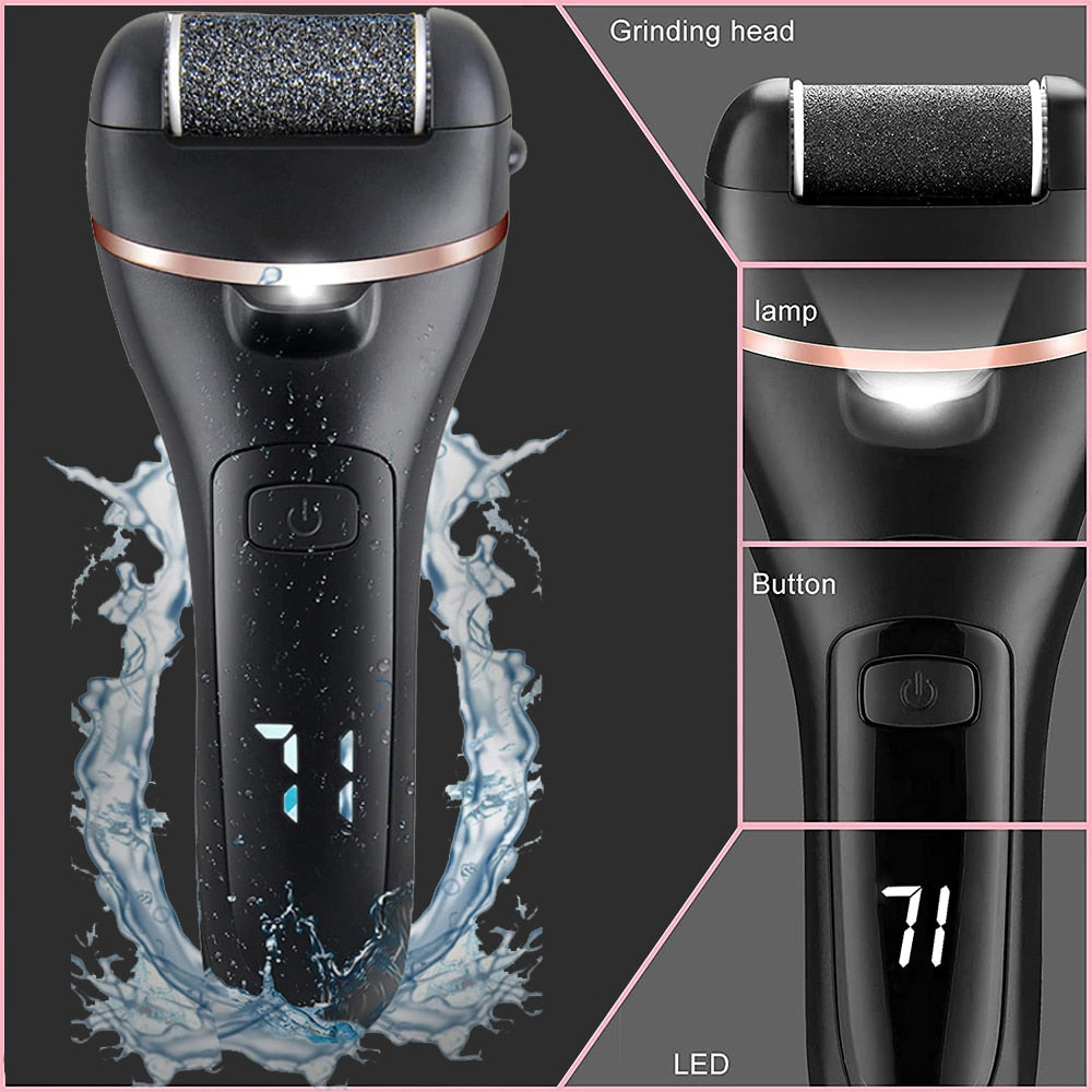 Lixa elétrica recarregável para remoção de calos e rachaduras, acompanha ferramentas para cuidados com os pés, para calcanhares