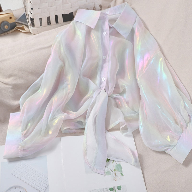 Camisa cintura amarrada, poliester