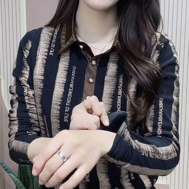 Camisa casual em malha com poliester