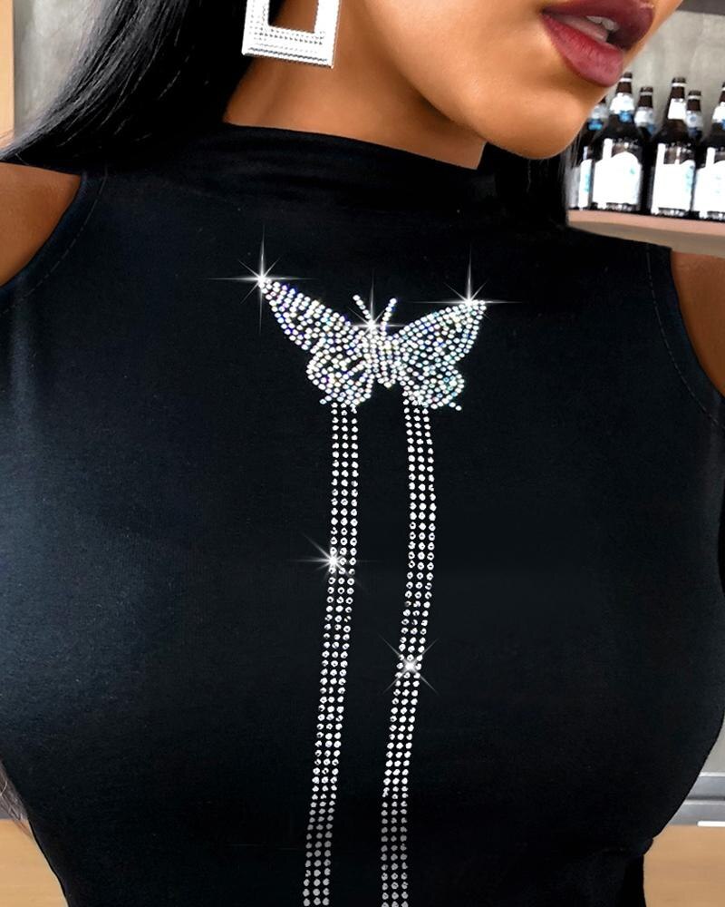 Blusa ombro de fora com detalhes de borboleta, em poliester com algodão! Temos Plus size, confira!