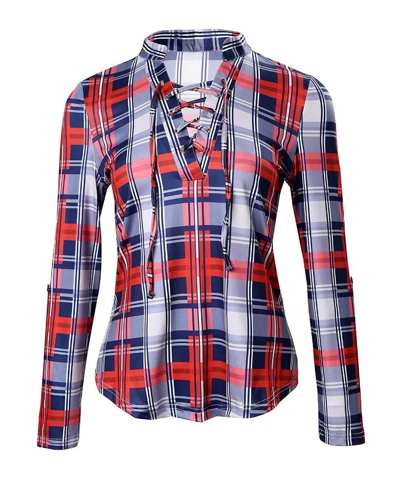 Camisa xadrez, casual, com cadarço