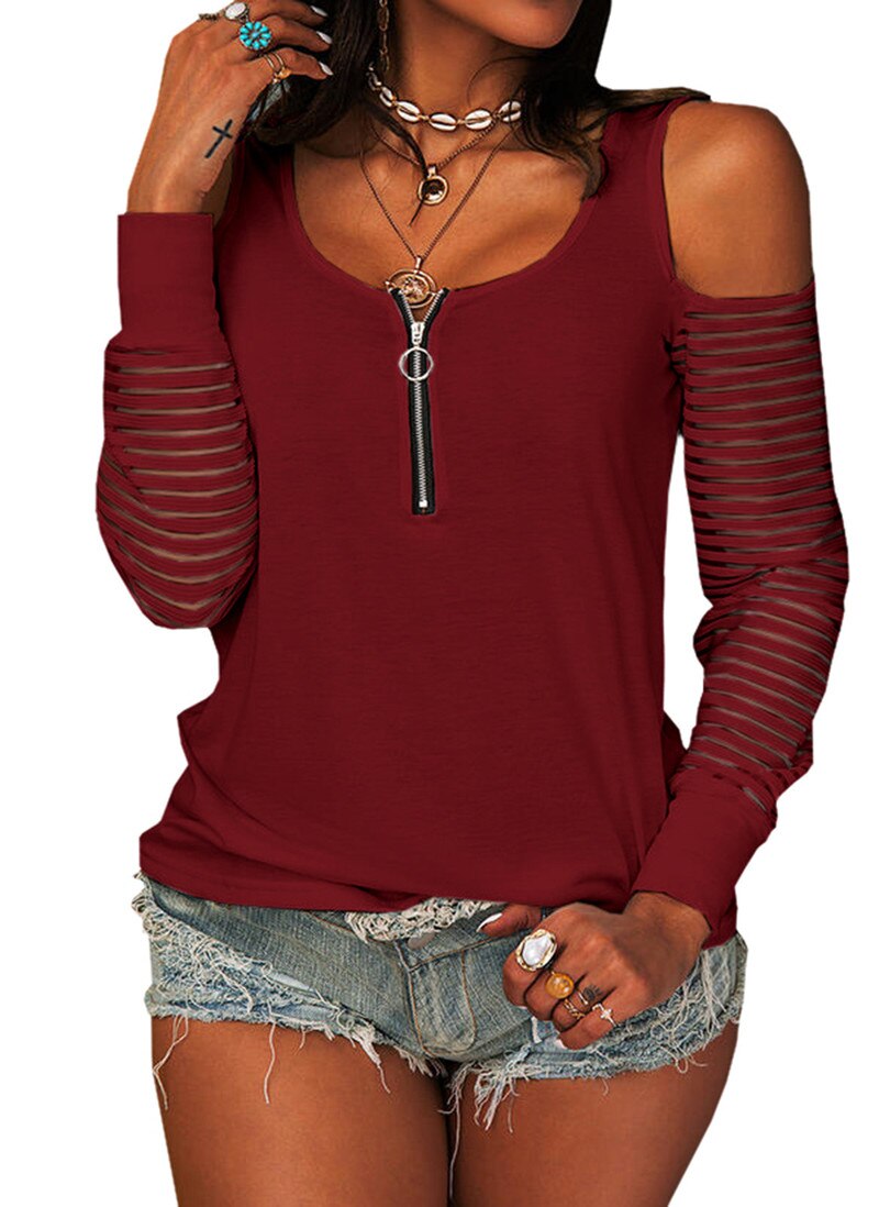 Blusa ombro de fora, em malha de algodão!