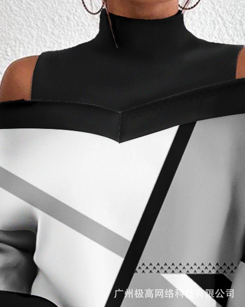 Blusa casual com estampas geométricas, em poliester!