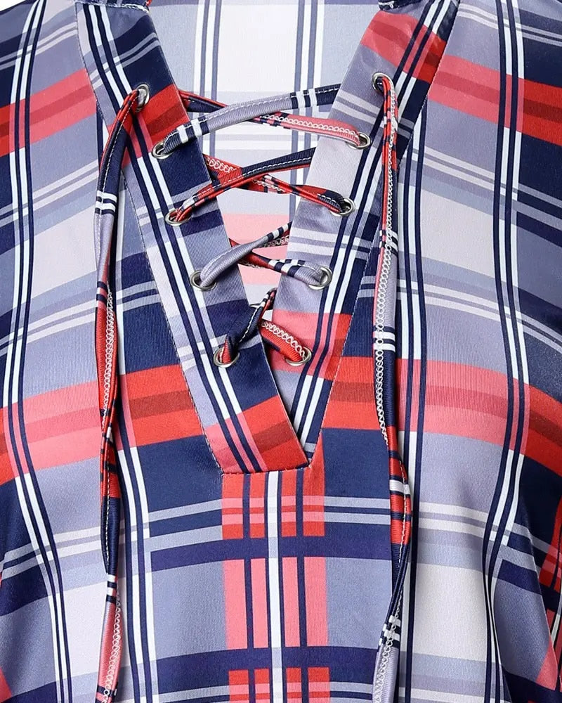 Camisa xadrez, casual, com cadarço