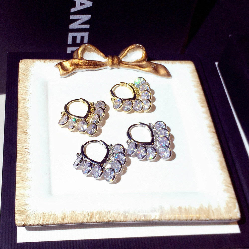 Brincos com banho de ouro 14k/Zircônia