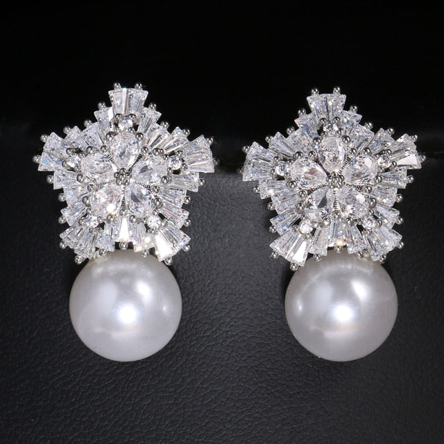 Brincos de Pérola com Zircônia