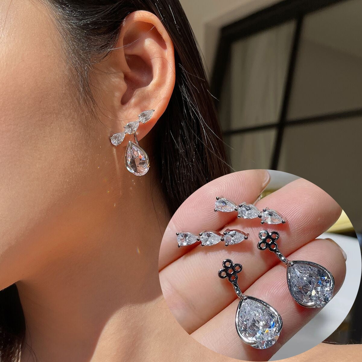 Brincos folheados a ouro! com cristal e zircão