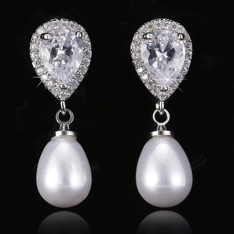 Brincos de Pérola com Zircônia