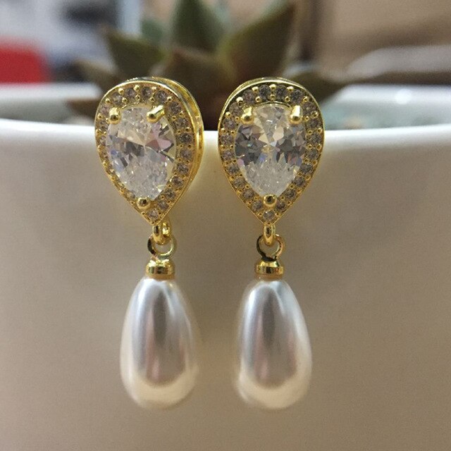 Brincos de Pérola com Zircônia