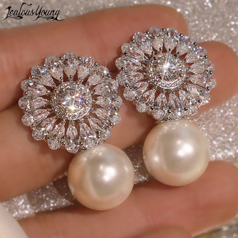 Brincos folheados a ouro branco! Pérolas com Zircão