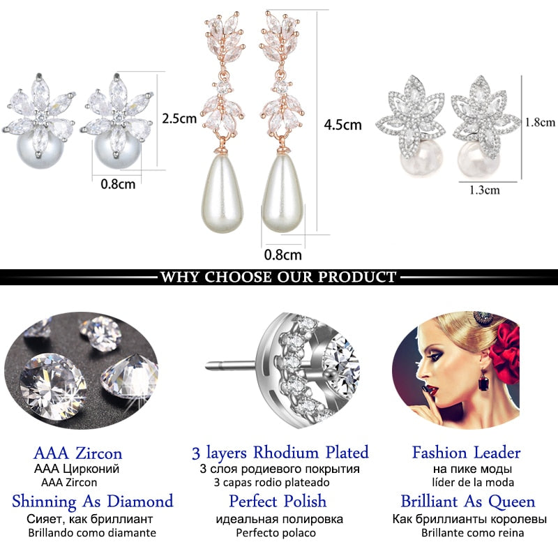 Brincos de Pérola com Zircônia